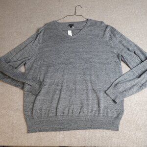 J.Crew Sweater XL Gray Heather Rugged V-Neck 35195 NEW